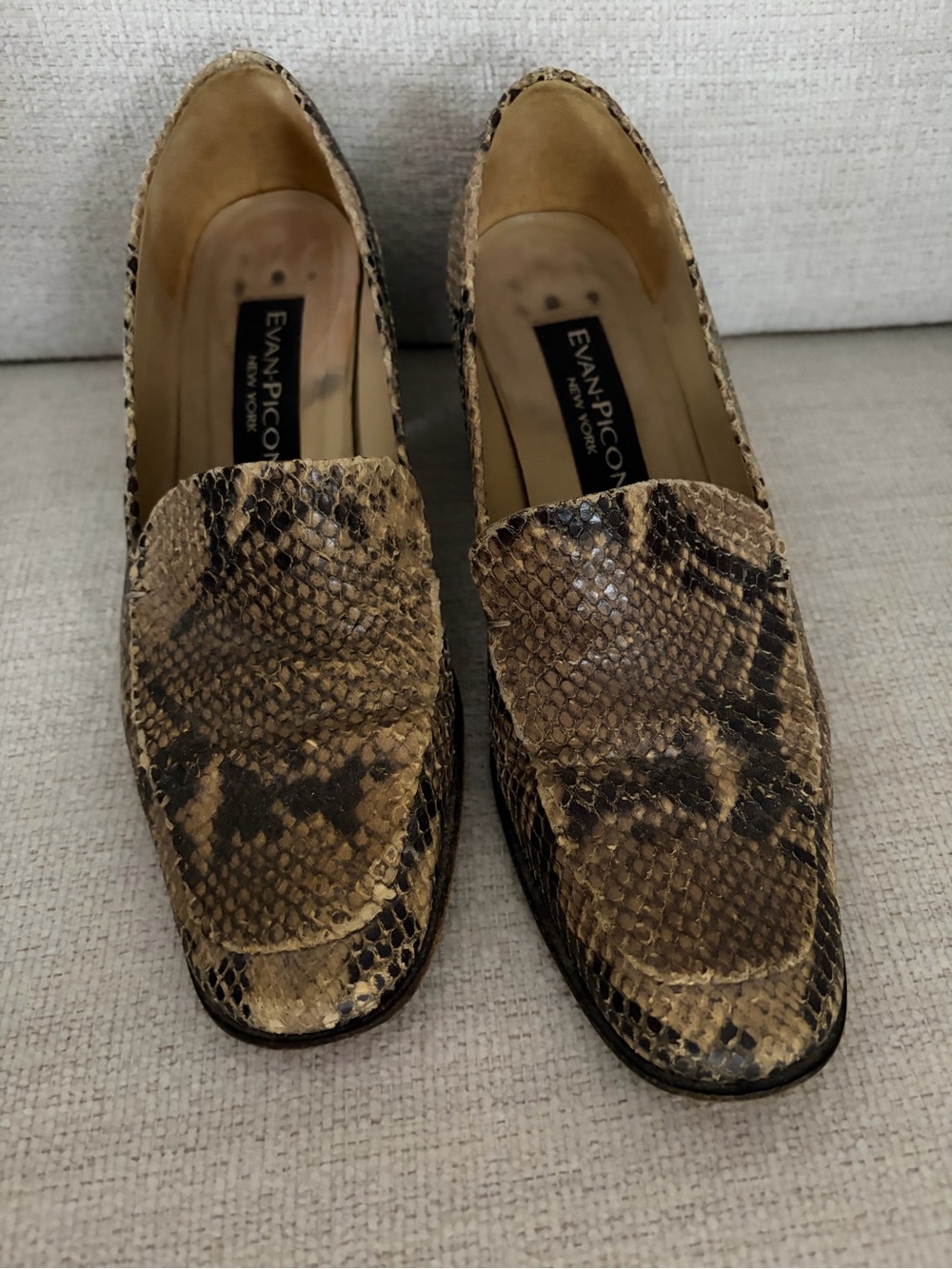 Evan Picone Brown Tan Snake-Print Women's Loafers